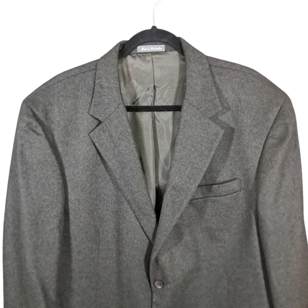 Oscar de la Renta Jacket XL‎ Gray Wool Cashmere Brushed Flannel Blazer Soft 46R